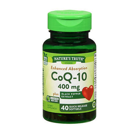 Nature's Truth, CoQ-10 Plus Black Pepper Extract Quick Release Softgels, 400 Mg, 40 Tabs Nature's Truth