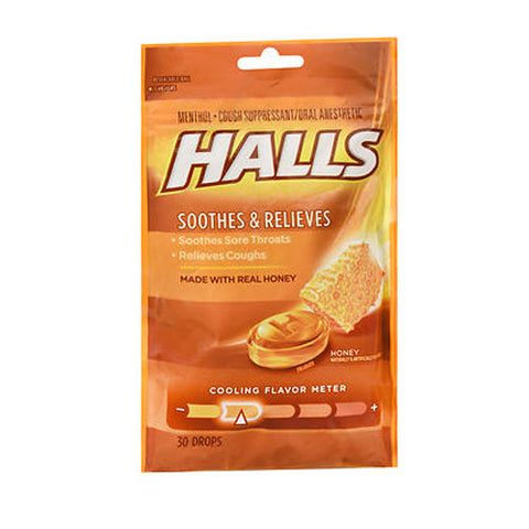 Halls, Cough Suppressant Drops Honey, 30 Each Halls