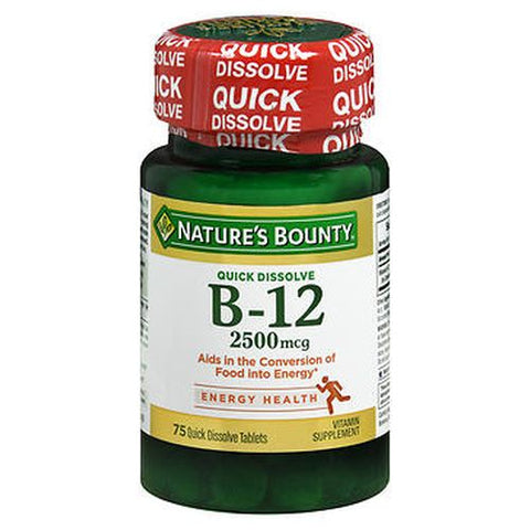 Nature's Bounty, Vitamin B-12 Quick Dissolve Tablets, 2500 Mcg, 75 Tabs Nature's Bounty