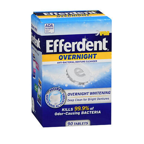 Efferdent, Pm Overnight Anti-Bacterial Denture Cleanser, 90 Tabs Efferdent