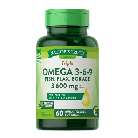 Nature's Truth, Triple Omega 3-6-9 Fish - Flax & Borage Quick Release Softgels, 1200 mg, 60 Caps Nature's Truth