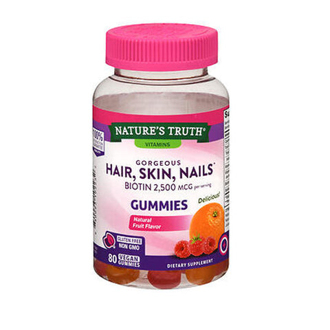 Nature's Truth, Hair Skin And Nails Gummies Natural Fruit, 80 Each Nature's Truth
