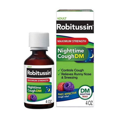 Robitussin, Adult Nighttime Cough DM Liquid Maximum Strength, 4 Oz Robitussin