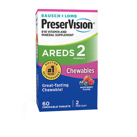 Bausch + Lomb, PreserVision Areds 2 Chewables Mixed Berry Flavor, 60 Tabs Bausch + Lomb