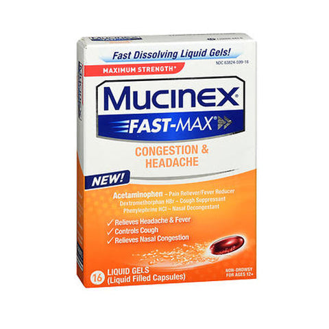 Airborne, Mucinex Fast-Max Congestion & Headache Liquid Gels, 16 Caps Mucinex