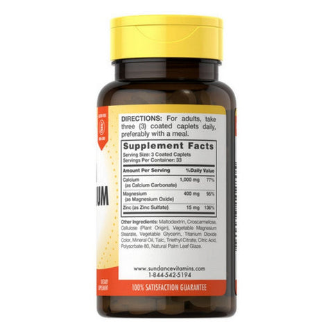 Sundance, Calcium Magnesium Zinc Coated Caplets, 100 Tabs Sundance