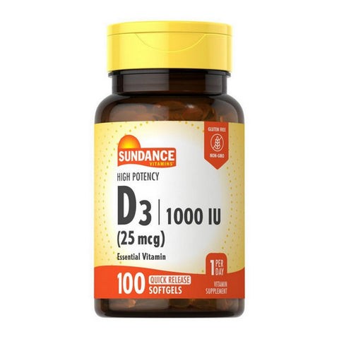 Sundance, Vitamin D3 Quick Release Softgels, 1000 IU, 100 Tabs Sundance