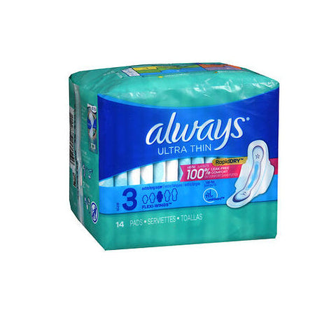 Always Discreet, Always Ultra Thin Pads Without Wings Extra Long Super, 14 Each Always Discreet