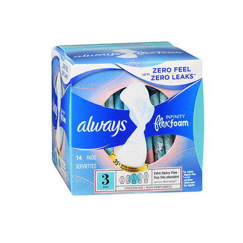 Always Discreet, Always Infinity Pads With Flexfoam Size 3 Extra Heavy Flow, 14 Each Always Discreet