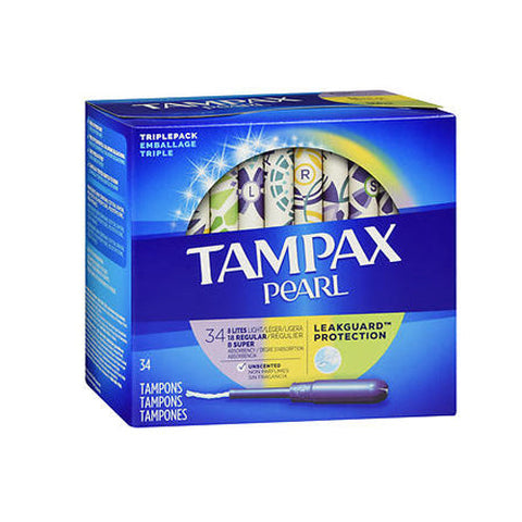 Tampax, Pearl Tampons Light Regular Super Absorbency Unscented, 34 Each Tampax