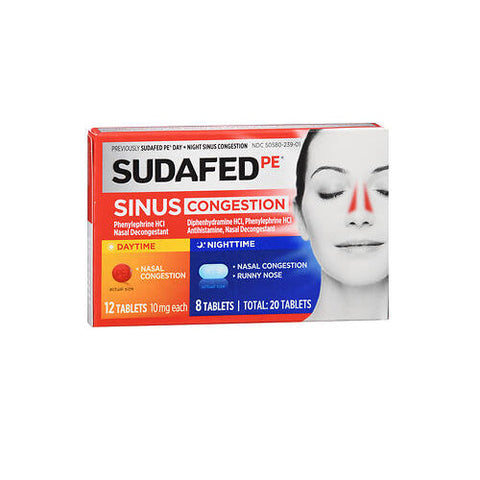 Tylenol, Sudafed Pe Day + Night Sinus Congestion Tablets, 20 Tabs Sudafed Pe
