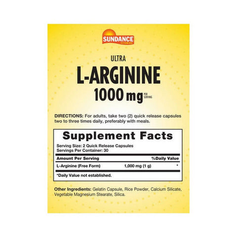 Sundance, Ultra L-Arginine HCL Coated Caplets, 1000 mg, 60 Tabs Sundance