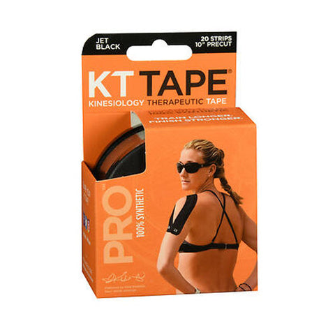 KT Tape, Kinesiology Therapeutic Tape Pro Strips Jet Black, 20 Each KT Tape