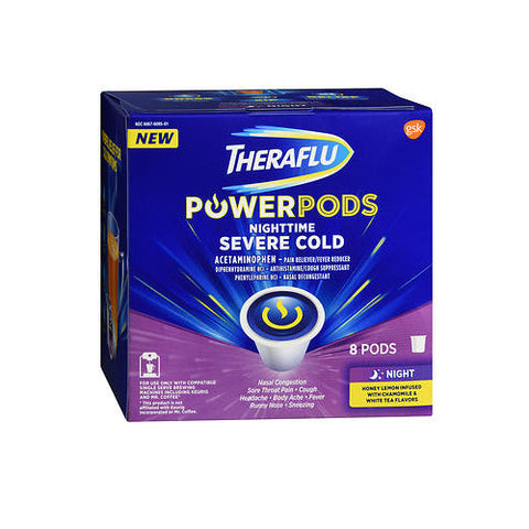 Theraflu, Nighttime Severe Cold Power Pods Honey Lemon Infused With Chamomile & White Tea Flavors, 8 Each Theraflu