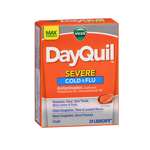 Vicks, Dayquil Severe Cold And Flu Liquicaps, 24 Count Vicks