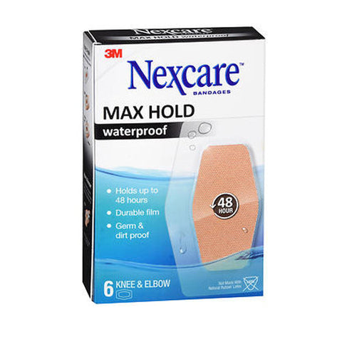 Nexcare, Max Hold Waterproof Bandages Knee & Elbow, 6 Each Nexcare