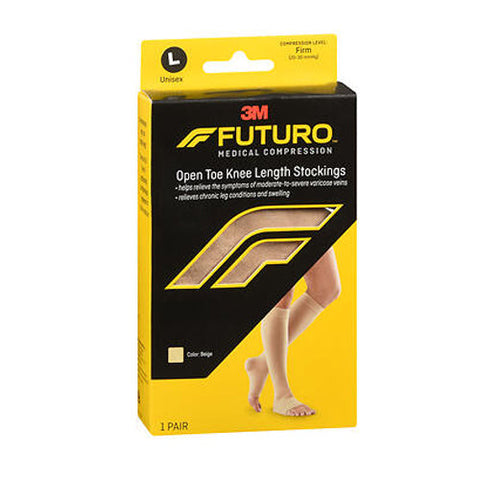 3M, Futuro Medical Compression Open Toe Knee Length Stockings Unisex Large Beige Firm, 1 Each Futuro