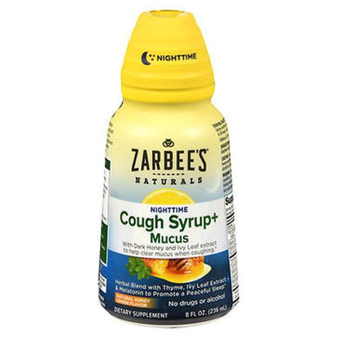 Zarbees, Naturals Nighttime Cough Syrup + Mucus Natural Honey Lemon Flavor, 8 Oz Zarbees
