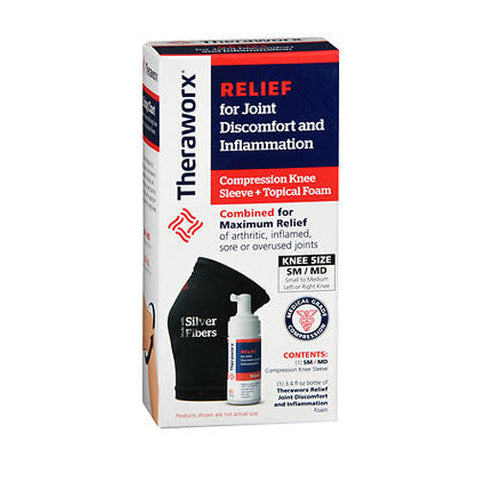 Theraworx, Relief Joint Discomfort And Inflammation Foam + 1 Compression Knee Sleeve Small & Medium, 1 Each Theraworx
