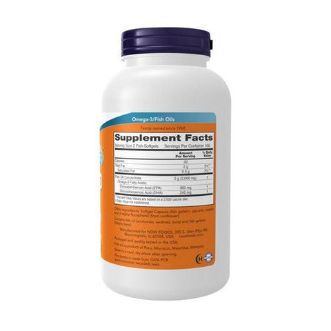 Now Foods, Omega-3 Molecularly Distilled Fish Softgels, 1000 mg, 200 Softgels Now Foods