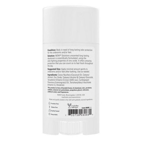 Now Foods, Long Lasting Deodorant Stick, Unscented 2.2 Oz