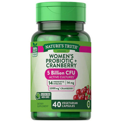 Nature's Truth, Women's Probiotic + Cranberry Vegetarian Capsules, 40 Tabs Nature's Truth