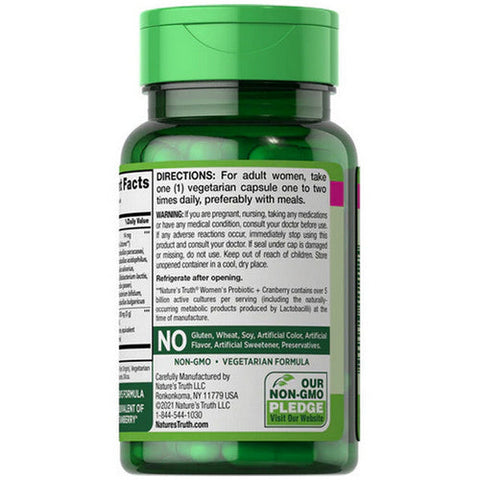 Nature's Truth, Women'S Daily Probiotic + Cranberry Vegetarian Capsules, 40 Tabs Nature's Truth