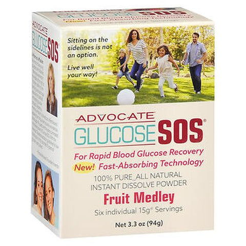 Advocate, Glucose SOS Instant Dissolve Powder, Fruit Medley 3.3 Oz Advocate