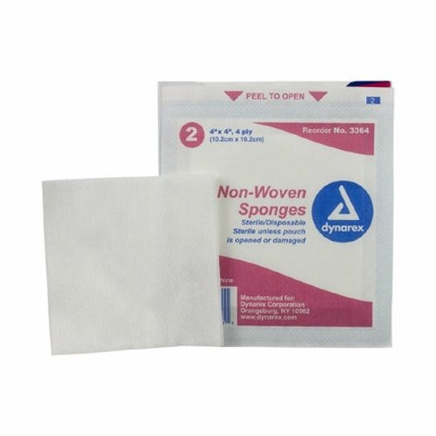 Dynarex, NonWoven Sponge Dynarex NonWoven 4-Ply 4 X 4 Inch Square Sterile, Case Of 24 Dynarex