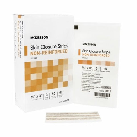 McKesson, Skin Closure Strip McKesson 1/4 X 3 Inch Nonwoven Material Flexible Strip Tan, 1 Pack McKesson