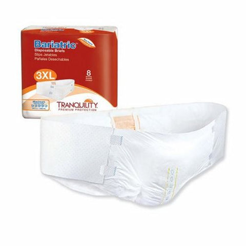 Tranquility, Unisex Adult Incontinence Brief Tranquility  Bariatric Tab Closure 3X-Large Disposable Heavy Absorbe, Count of 8 Tranquility