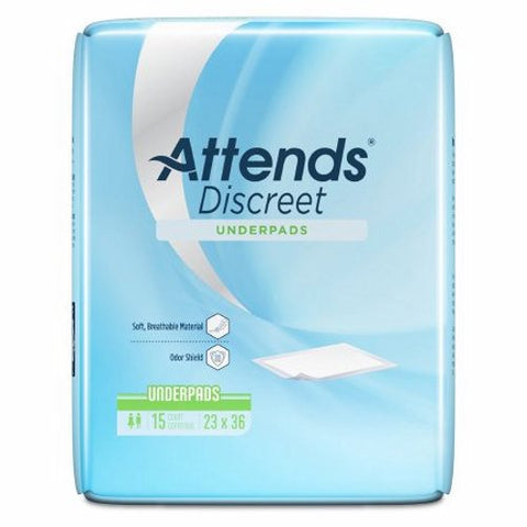 Attends, Discreet Disposable Underpad Polymer Light Absorbency, 1 Pack Attends