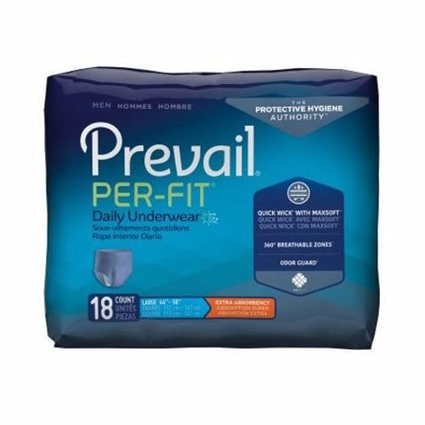 First Quality, Male Adult Absorbent Underwear Prevail  Per-Fit  Men Pull On with Tear Away Seams Large Disposable M, Case Of 4 First Quality