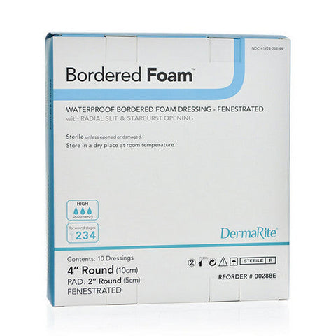 DermaRite, Foam Dressing 4 Inch Dia, Box Of 10 DermaRite