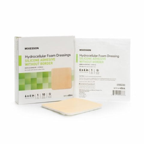 McKesson, Foam Dressing 6 X 6 Inch Without Border Film Backing Silicone Gel 4864, 1 Each McKesson
