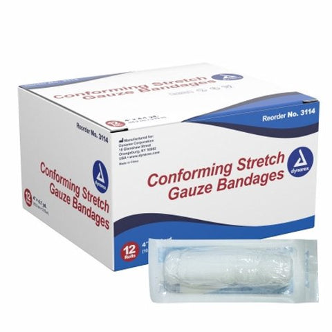 Dynarex, Conforming Bandage Dynarex  Polyester 1-Ply 4 Inch X 4-1/10 Yard Roll Shape Sterile, Case Of 8 Dynarex