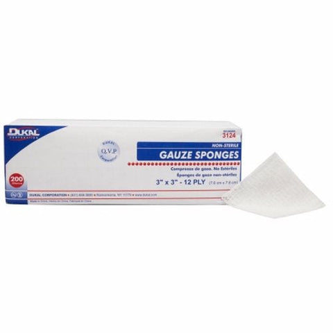 Dukal, Gauze Sponge Dukal Cotton 12-Ply 3 X 3 Inch Square NonSterile, Count of 200 Dukal