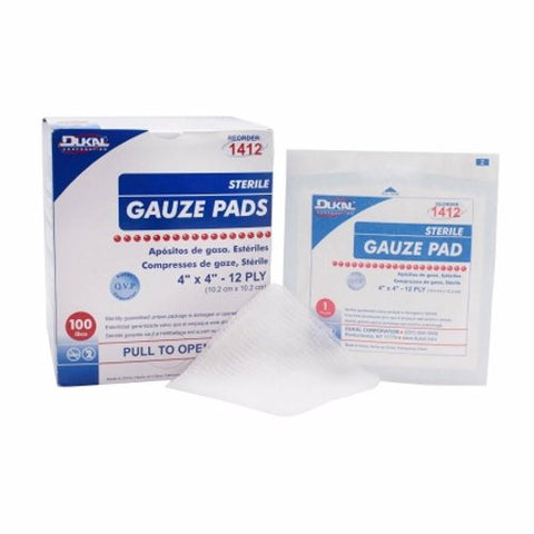 Dukal, Gauze Sponge Dukal Cotton 12-Ply 4 X 4 Inch Square Sterile, Box Of 100 Dukal