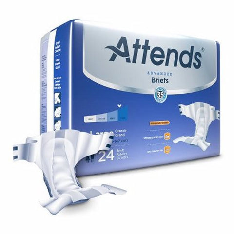 Attends, Unisex Adult Incontinence Brief Large Disposable DDC30, Count of 24 Attends