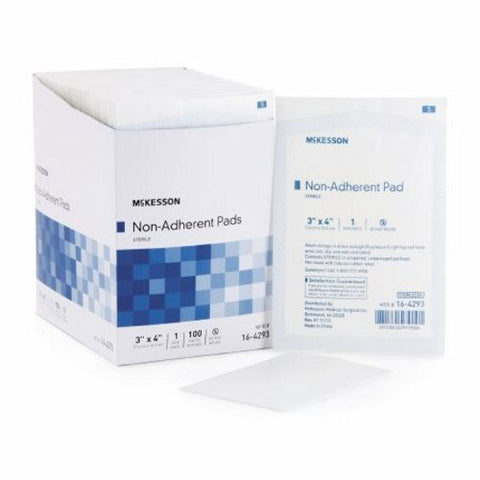 McKesson, Non-Adherent Dressing McKesson Nylon / Polyester Blend 3 X 4 Inch Sterile, Box Of 100 McKesson