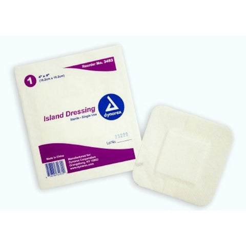 Dynarex, Adhesive Dressing Dynarex 4 X 4 Inch NonWoven / Cotton Square White Sterile, Case Of 6 Dynarex