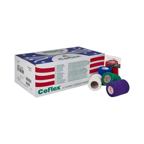 Andover Coated Products, Cohesive Bandage CoFlex  3 Inch X 5 Yard Standard Compression Self-adherent Closure Teal / Blue / Wh, Count of 24 Andover Coated Products