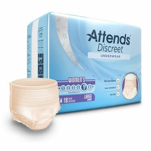 Attends, Female Adult Absorbent Underwear Discreet Pull On with Tear Away Seams Large, Case Of 4 Attends