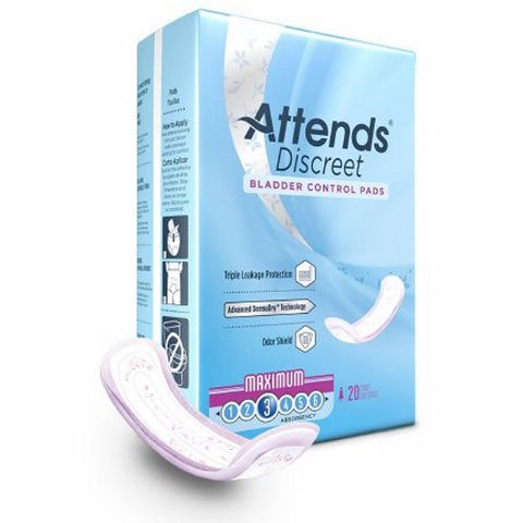 Attends, Bladder Control Pad Discreet Maximum 13 Inch Length Heavy Absorbency, Case Of 10 Attends