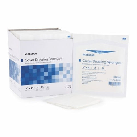 McKesson, Cellulose Filled Nonwoven Sponge 4 X 4 Inch Sterile 16-2436, Case Of 24 McKesson