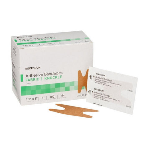 McKesson, Adhesive Strip 1-1/2 X 3 Inch Fabric Knuckle Tan Sterile 16-4814, Box Of 100 McKesson