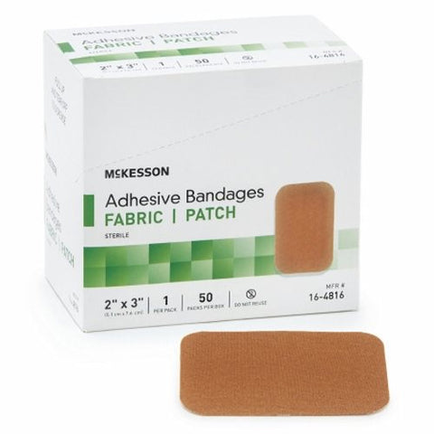 McKesson, Adhesive Strip 2 X 3 Inch Fabric Rectangle Tan Sterile 16-4816, Case Of 24 McKesson