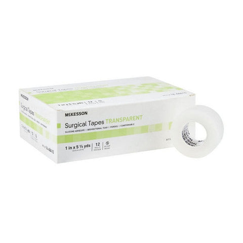 McKesson, Medical Tape Transparent 1 Inch X 5.5 Yard Plastic Silicone NonSterile 16-48410, Box Of 12 McKesson