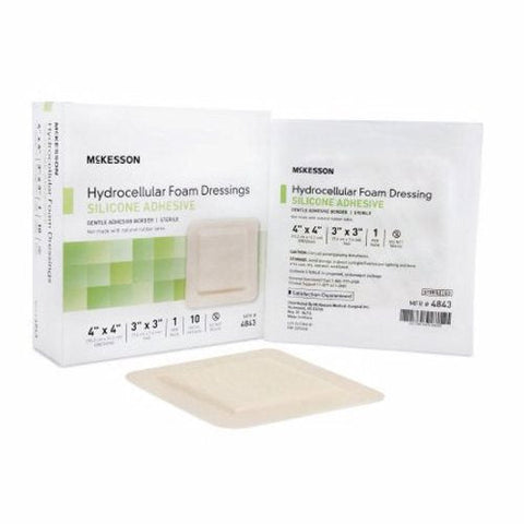 McKesson, Foam Dressing 4 X 4 Inch With Border Film Backing Silicone Gel 4843, Case Of 20 McKesson