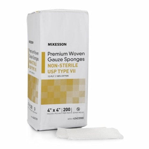 McKesson, Gauze Sponge 4 X 4 Inch 12-Ply NonSterile 42422000, Case Of 10 McKesson